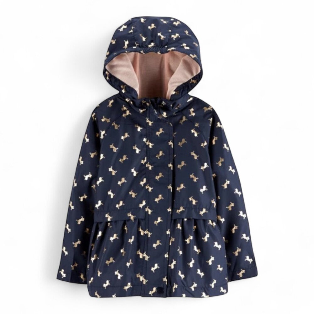 OshKosh B’Gosh Toddler Girls Unicorn Jacket Navy Pink Lined‎ Hooded 2T